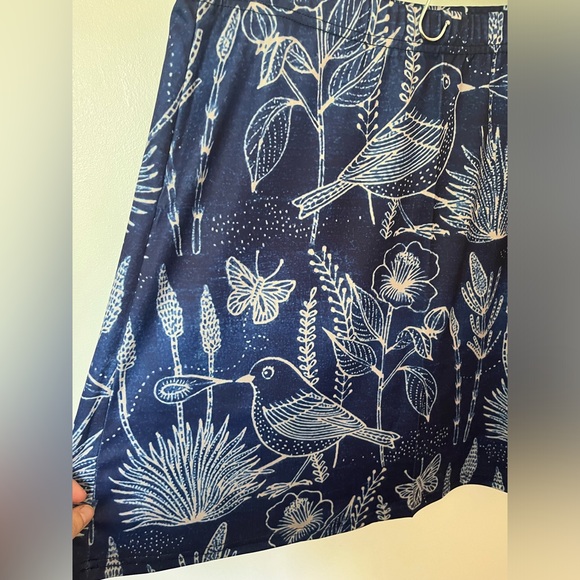 MissLook Women’s Asymmetrical Skirt Cotton All over Print Birds Blue/White Sz LG - Picture 3 of 10